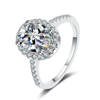 Luxurious Oval Sterling Silver Moissanite Zircon Rings In Bulk main image 6