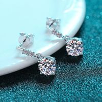 Glam Luxurious Flower Sterling Silver Moissanite Zircon Drop Earrings In Bulk main image 5