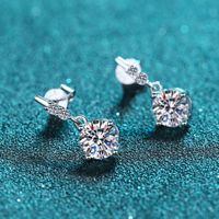 Glam Luxurious Flower Sterling Silver Moissanite Zircon Drop Earrings In Bulk main image 4