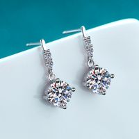 Glam Luxurious Flower Sterling Silver Moissanite Zircon Drop Earrings In Bulk main image 6