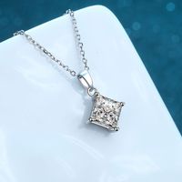 Simple Style Square Sterling Silver Moissanite Pendant Necklace In Bulk main image 6