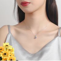Romantic Simple Style Round Sterling Silver Moissanite Zircon Pendant Necklace In Bulk main image 4