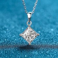 Simple Style Square Sterling Silver Moissanite Pendant Necklace In Bulk sku image 1