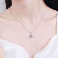 Simple Style Square Sterling Silver Moissanite Pendant Necklace In Bulk main image 5