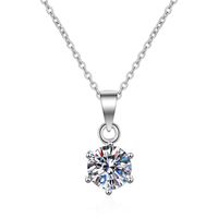 Romantic Simple Style Round Sterling Silver Moissanite Zircon Pendant Necklace In Bulk main image 3