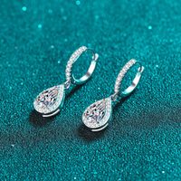 Elegant Water Droplets Sterling Silver Moissanite Zircon Drop Earrings In Bulk main image 3