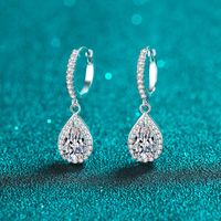 Elegant Water Droplets Sterling Silver Moissanite Zircon Drop Earrings In Bulk sku image 1