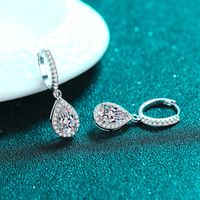 Elegant Water Droplets Sterling Silver Moissanite Zircon Drop Earrings In Bulk main image 4