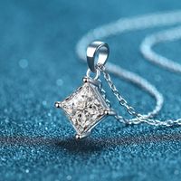 Simple Style Square Sterling Silver Moissanite Pendant Necklace In Bulk main image 4