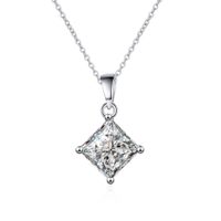 Simple Style Square Sterling Silver Moissanite Pendant Necklace In Bulk main image 3