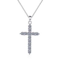 Ethnic Style Cross Sterling Silver Moissanite Pendant Necklace In Bulk main image 6