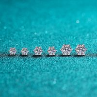 Elegant Shiny Round Sterling Silver Moissanite Zircon Ear Studs In Bulk main image 1