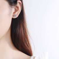 Elegant Shiny Round Sterling Silver Moissanite Zircon Ear Studs In Bulk main image 5