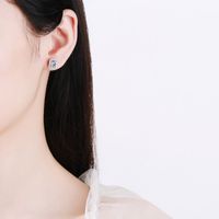 Elegant Shiny Rectangle Sterling Silver Moissanite Zircon Ear Studs In Bulk main image 4
