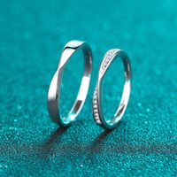 Simple Style Solid Color Sterling Silver Moissanite Rings In Bulk main image 3