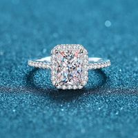 Classic Style Shiny Rectangle Sterling Silver Moissanite Zircon Rings In Bulk main image 1