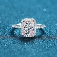 Classic Style Shiny Rectangle Sterling Silver Moissanite Zircon Rings In Bulk main image 6