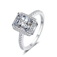Classic Style Shiny Rectangle Sterling Silver Moissanite Zircon Rings In Bulk main image 5