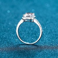 Classic Style Shiny Rectangle Sterling Silver Moissanite Zircon Rings In Bulk main image 3