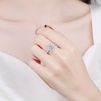 Classic Style Shiny Rectangle Sterling Silver Moissanite Zircon Rings In Bulk main image 2