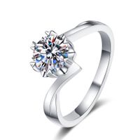 Classic Style Shiny Snowflake Sterling Silver Moissanite Zircon Rings In Bulk main image 5