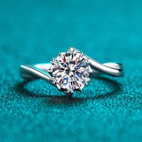 Classic Style Shiny Snowflake Sterling Silver Moissanite Zircon Rings In Bulk main image 1