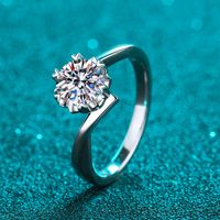 Classic Style Shiny Snowflake Sterling Silver Moissanite Zircon Rings In Bulk main image 3