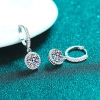 Luxurious Sweet Round Sterling Silver Moissanite Zircon Drop Earrings In Bulk main image 5