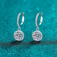 Luxurious Sweet Round Sterling Silver Moissanite Zircon Drop Earrings In Bulk main image 1