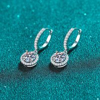 Luxurious Sweet Round Sterling Silver Moissanite Zircon Drop Earrings In Bulk main image 3
