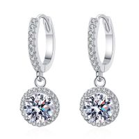 Luxurious Sweet Round Sterling Silver Moissanite Zircon Drop Earrings In Bulk main image 2