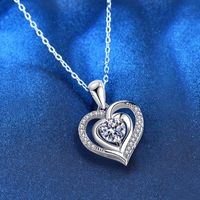 Simple Style Heart Shape Sterling Silver Moissanite Pendant Necklace In Bulk main image 2