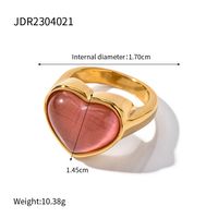 Ig Style Heart Shape Stainless Steel 18k Gold Plated Opal Rings In Bulk sku image 1