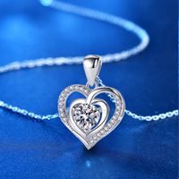 Simple Style Heart Shape Sterling Silver Moissanite Pendant Necklace In Bulk main image 4