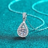 Elegant Water Droplets Sterling Silver Moissanite Zircon Pendant Necklace In Bulk main image 5