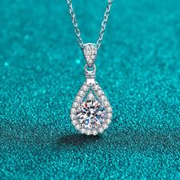 Elegant Water Droplets Sterling Silver Moissanite Zircon Pendant Necklace In Bulk main image 1