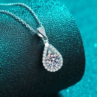 Elegant Water Droplets Sterling Silver Moissanite Zircon Pendant Necklace In Bulk main image 2