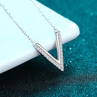 Simple Style V Shape Sterling Silver Moissanite Pendant Necklace In Bulk main image 6