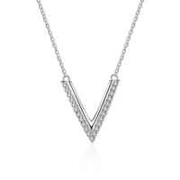 Simple Style V Shape Sterling Silver Moissanite Pendant Necklace In Bulk main image 7