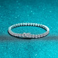 Luxurious Solid Color Sterling Silver Moissanite Tennis Bracelet In Bulk main image 6