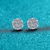 Luxurious Flower Sterling Silver Moissanite Ear Studs In Bulk main image 1