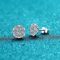 Luxurious Flower Sterling Silver Moissanite Ear Studs In Bulk main image 5