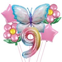 Date D'anniversaire Pastorale Fleur Papillon Film D'aluminium Intérieur Extérieur Fête Ballons sku image 27