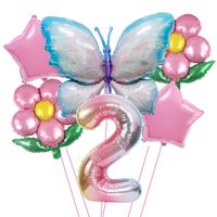 Date D'anniversaire Pastorale Fleur Papillon Film D'aluminium Intérieur Extérieur Fête Ballons sku image 20