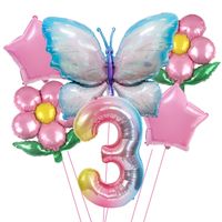 Date D'anniversaire Pastorale Fleur Papillon Film D'aluminium Intérieur Extérieur Fête Ballons main image 4