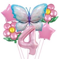 Date D'anniversaire Pastorale Fleur Papillon Film D'aluminium Intérieur Extérieur Fête Ballons main image 3