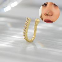 Ethnic Style U Shape Copper Inlay Zircon Nose Ring main image 1