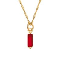 201 Stainless Steel Glass Gold Plated Retro Simple Style Plating Inlay Square Zircon Pendant Necklace sku image 6