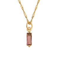201 Stainless Steel Glass Gold Plated Retro Simple Style Plating Inlay Square Zircon Pendant Necklace sku image 2