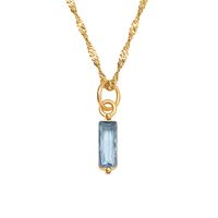 201 Stainless Steel Glass Gold Plated Retro Simple Style Plating Inlay Square Zircon Pendant Necklace sku image 3